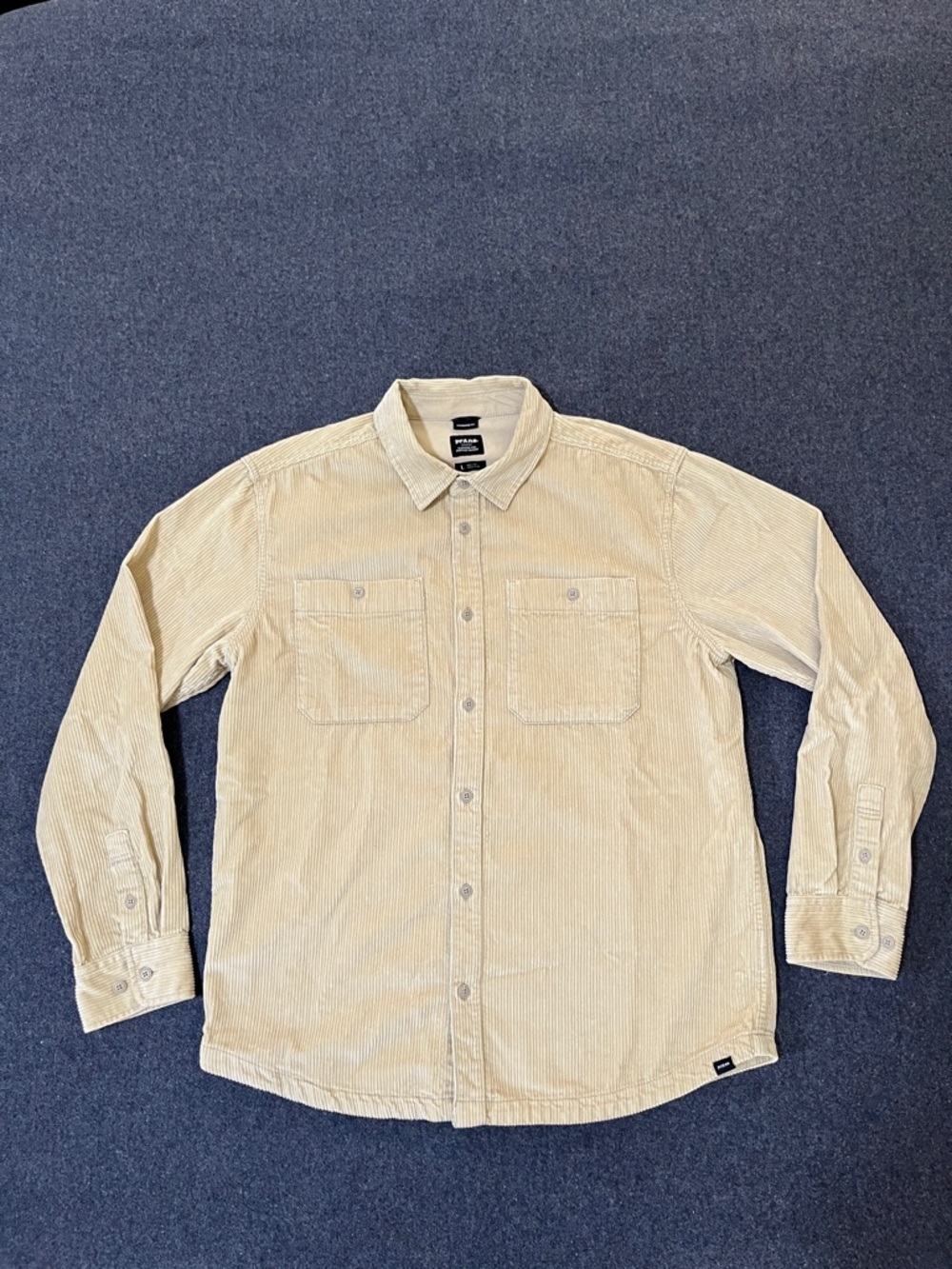 Prana Ridgecrest long-sleeve Corduroy Shirt Large Sandstone